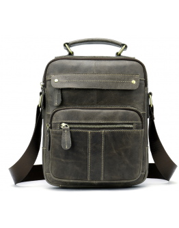 Мужская серая кожаная сумка - барсетка Vintage 20028