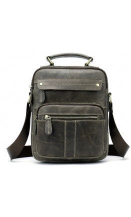 Мужская серая кожаная сумка - барсетка Vintage 20028