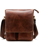 Фотография Мужская кожаная коричневая сумка через плечо Vintage 20029