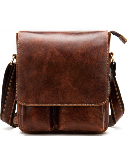 Мужская кожаная коричневая сумка через плечо Vintage 20029