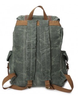 Зеленый вместительный тканево - кожаный рюкзак Vintage 20056