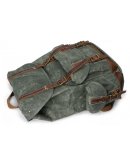 Фотография Зеленый вместительный тканево - кожаный рюкзак Vintage 20056