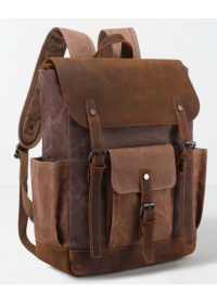 Коричневый вместительный рюкзак тканево - кожаный Vintage 20057