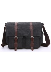 Черная мужская текстильная сумка на плечо Vintage 20076