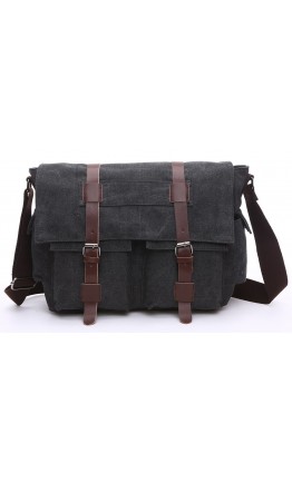 Черная мужская текстильная сумка на плечо Vintage 20076