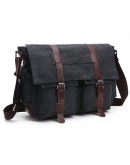 Фотография Черная мужская текстильная сумка на плечо Vintage 20076