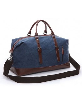 Дорожная мужская кожаная синяя сумка Vintage 20083 Синяя