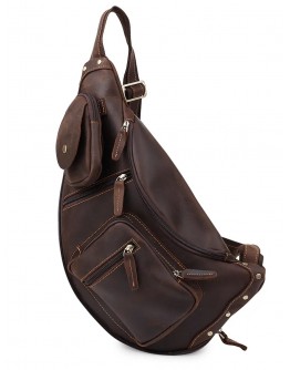 Винтажная кожаная мужская сумка - слинг Vintage 20373