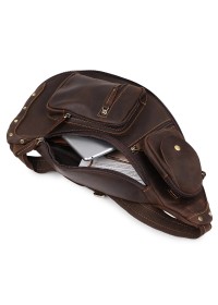 Винтажная кожаная мужская сумка - слинг Vintage 20373