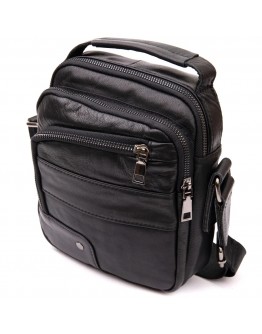 Кожаная черная сумка - барсетка Vintage 20426