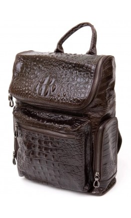 Кожаный коричневый рюкзак с тиснением под рептилию Vintage 20430