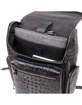 Кожаный черный рюкзак с тиснением под рептилию Vintage 20431