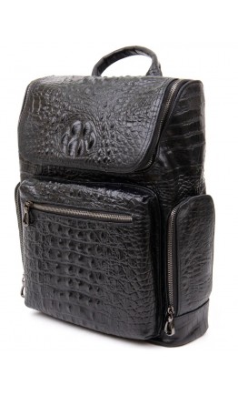 Кожаный черный рюкзак с тиснением под рептилию Vintage 20431