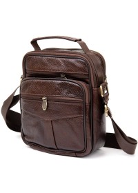 Коричневая кожаная мужская барсетка сумка на плечо Vintage 20455