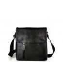 Фотография Кожаная мужская сумка черная, на плечо A25-238A-1