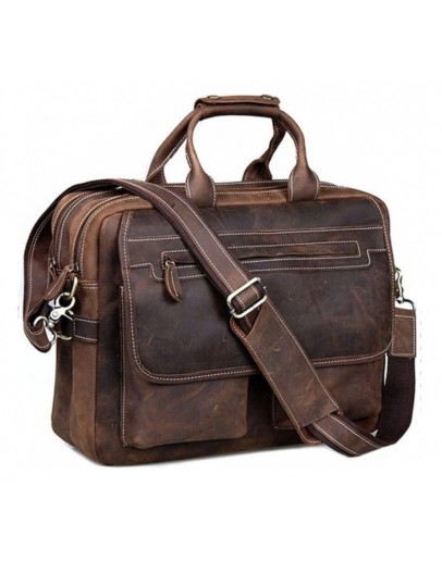 Фотография Вместительная мужская коричневая сумка-портфель Tiding Bag t29523