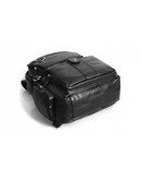Фотография Компактный модный черный кожаный мужской рюкзак 73001