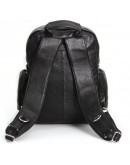 Фотография Компактный модный черный кожаный мужской рюкзак 73001