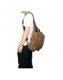 Фотография Коричневая мужская сумка, тканевый рюкзак 3010c