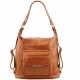 Кожаная фирменная женская сумка - рюкзак Tuscany Leather TL141535 coniac