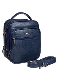 Кожаная синяя мужская сумка в руку и на плечо DESISAN 3022-315