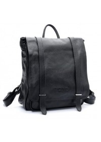 Стильный черный кожаный мужской модный рюкзак 73057