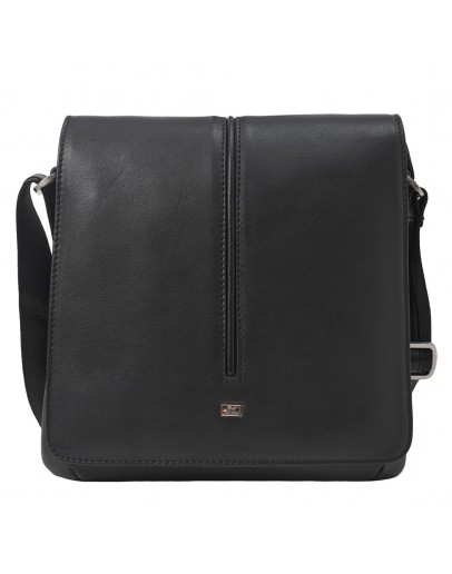 Фотография Кожаная черная мужская сумка на плечо DESISAN 342-101