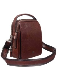 Рыжая кожаная небольшая мужская сумка на плечо - барсетка DESISAN - 343-015