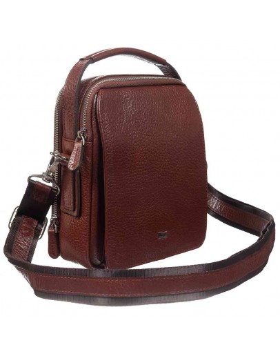 Фотография Рыжая кожаная небольшая мужская сумка на плечо - барсетка DESISAN - 343-015