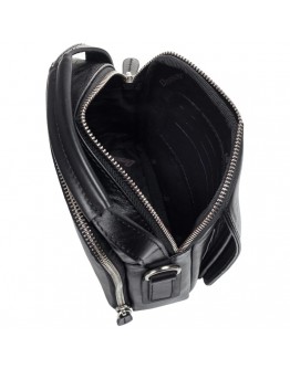 Мужская черная кожаная сумка - барсетка DESISAN - 343-101