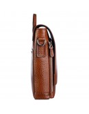 Фотография Рыжая кожаная мужская сумка на плечо - барсетка DESISAN 344-015