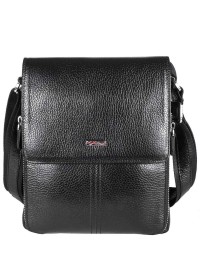 Черная кожаная мужская сумка на плечо среднего размера DESISAN 349-01