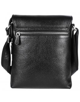 Черная кожаная мужская сумка на плечо среднего размера DESISAN 349-01