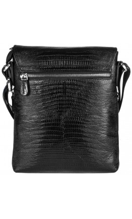 Черная кожаная мужская сумка на плечо среднего размера DESISAN 349-143
