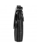 Фотография Черная кожаная мужская сумка на плечо среднего размера DESISAN 349-143