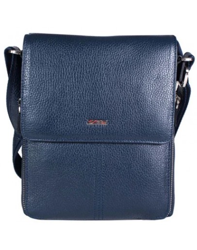 Фотография Синяя кожаная мужская сумка на плечо среднего размера DESISAN 349-315
