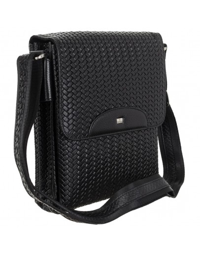 Фотография Кожаная черная мужская сумка на плечо DESISAN 350-113