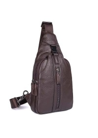 Коричневая сумка мужская рюкзак на одно плечо 74007C