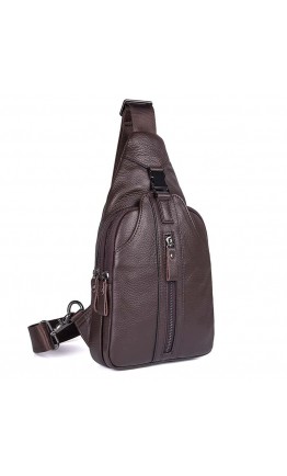 Коричневая сумка мужская рюкзак на одно плечо 74007C