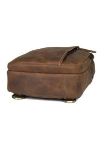 Кожаный рюкзак коричневый на одну шлейку 4009B
