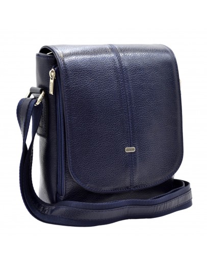 Фотография Синяя кожаная мужская небольшая сумка на плечо DESISAN 425-315