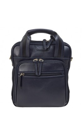 Вертикальная синяя кожаная мужская сумка - барсетка TONY BELLUCCI 5049-894