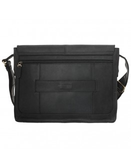 Винтажная кожаная фирменная черная сумка на плечо TONY BELLUCCI - 5057-01