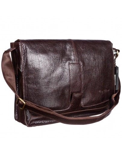 Фотография Коричневая кожаная фирменная вместительная сумка на плечо TONY BELLUCCI 5057-886