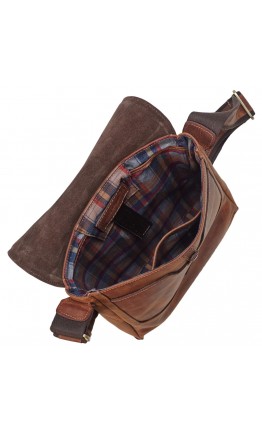 Винтажная коричневая мужская кожаная сумка на плечо TONY BELLUCCI - 5061-07