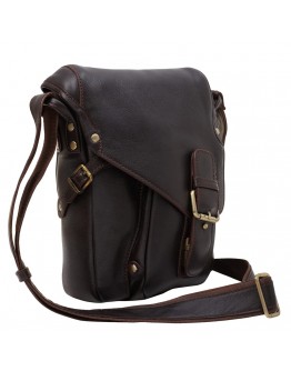 Кожаная мужская фирменная коричневая сумка на плечо TONY BELLUCCI - 5086-04