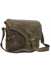 Кожаная мужская винтажная сумка на плечо болотного цвета TONY BELLUCCI 5087-05