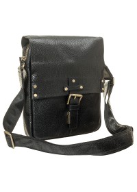 Кожаная черная вместительная мужская сумка на плечо TONY BELLUCCI - 5130-893