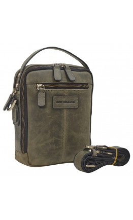Винтажная кожаная сумка-барсетка оливкового цвета TONY BELLUCCI - 5153-05
