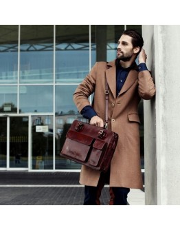 Коричневый кожаный мужской портфель The Prophet Time Resistance 5203601 brown